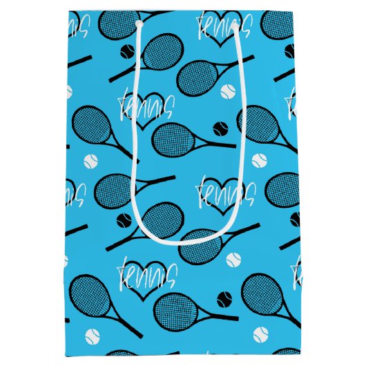 Blue Tennis Party, tennispatroon Medium Cadeauzakje (Achterkant)