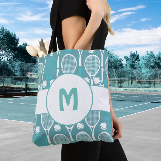 Blue Tennis Racket Pattern Monogram Canvas tas