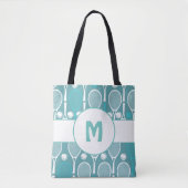 Blue Tennis Racket Pattern Monogram Canvas tas (Voorkant)