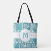 Blue Tennis Racket Pattern Monogram Canvas tas (Achterkant)