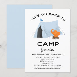 Blue Tent Camping Birthday Party Kaart