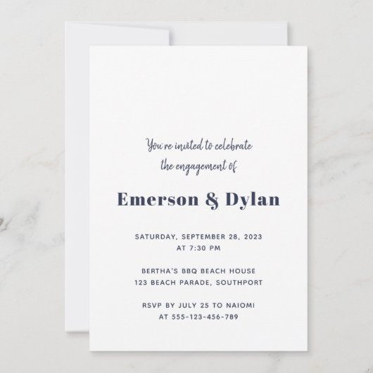 Blue Terracotta Floral Arch Photo Engagement Party Kaart (Achterkant)