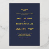 Blue Terracotta Floral Wedding Gold Folie Uitnodiging (Voorkant)