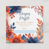 Blue Terracotta Herfst Baby shower Luier Raffle Informatiekaartje (Voorkant)