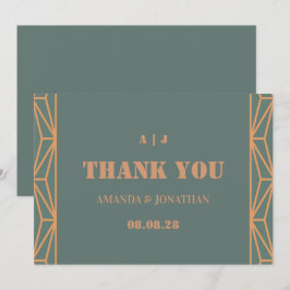 Blue Terracotta Monogram Weddenschap Hartelijk dan Bedankkaart