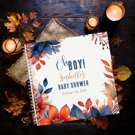 Blue Terracotta Oh Boy Herfst Baby shower Guestboo Notitieboek