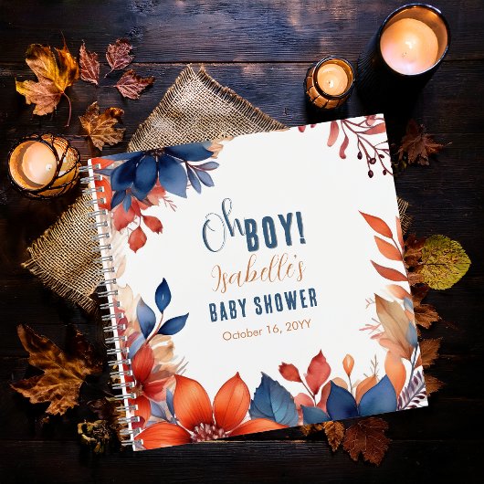 Blue Terracotta Oh Boy Herfst Baby shower Guestboo Notitieboek