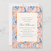Blue Terracotta Orange Folk Floral Bridal Shower Kaart (Voorkant)