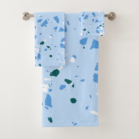 Blue Terrazzo Pattern Bad Handdoek (Insitu)