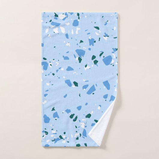 Blue Terrazzo Pattern Bad Handdoek (Handdoek)