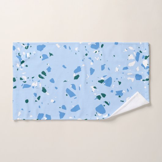 Blue Terrazzo Pattern Bad Handdoek (Handdoek)