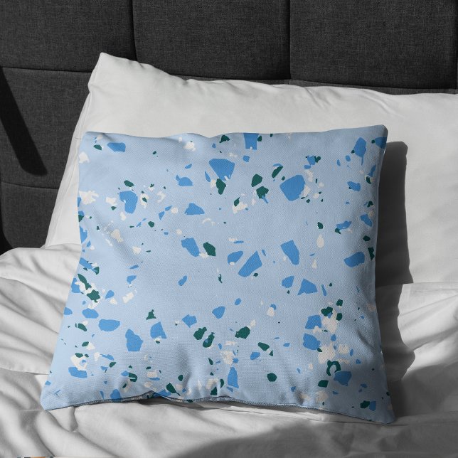 Blue Terrazzo Pattern Buitenkussen (Blue Terrazzo Pillow)