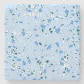 Blue Terrazzo Pattern Stenen Onderzetter (Voorkant)