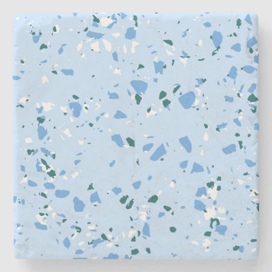 Blue Terrazzo Pattern Stenen Onderzetter (Voorkant)
