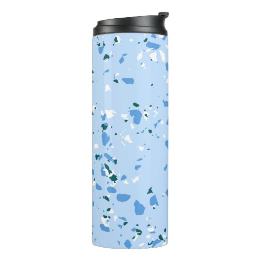 Blue Terrazzo Pattern Thermosbeker (Gedraaid links)