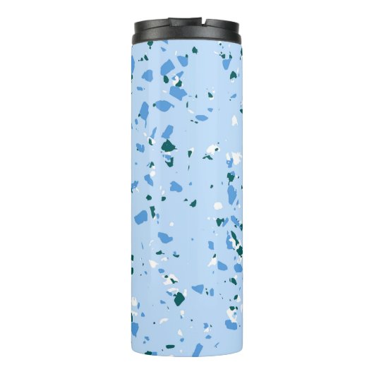 Blue Terrazzo Pattern Thermosbeker (Achterkant)