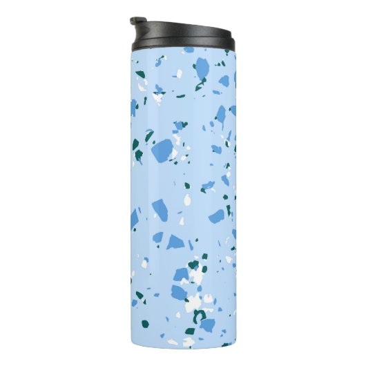 Blue Terrazzo Pattern Thermosbeker (Geroteerd rechts)