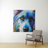 BLUE TERRIER DOG SLUITEN WANDKLEED (In situ)