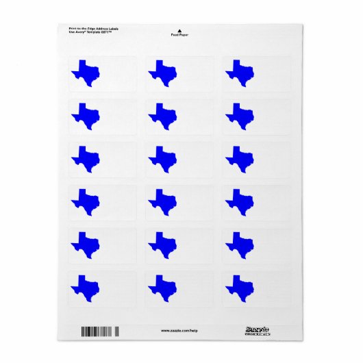 Blue Texas Shape Etiket (Full Sheet)