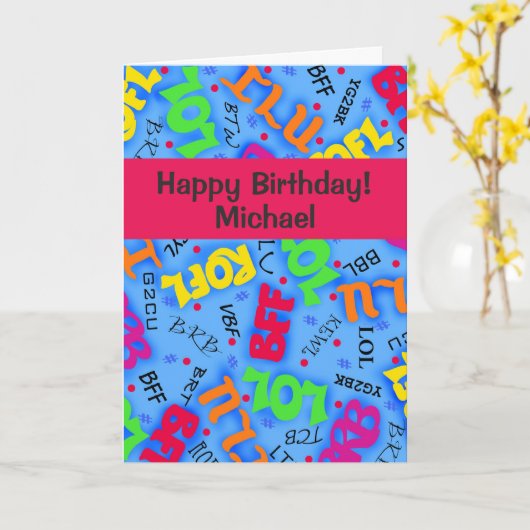 Blue Text Art Symbols Afkortingen Aangepast Kaart (Gele Bloem)