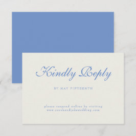 Blue Text Cream Wedding RSVP Kaartje
