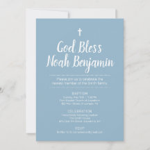 Blue Text-Only Baptism Invitation