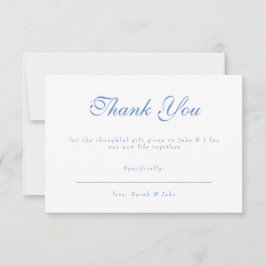 Blue Text White Wedding Thank You Bedankkaart