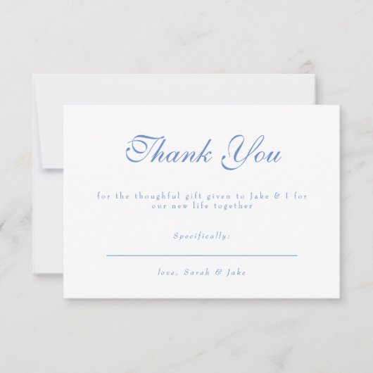 Blue Text White Wedding Thank You Bedankkaart (Voorkant)