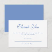Blue Text White Wedding Thank You Bedankkaart (Voorkant / Achterkant)
