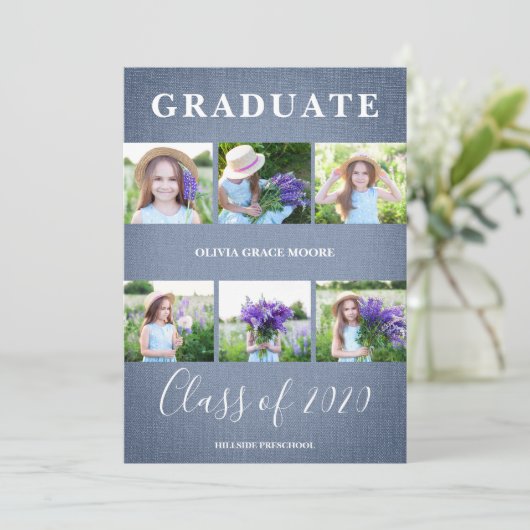 Blue Textile Pre-K Graduation Photo Session (Staand voorkant)