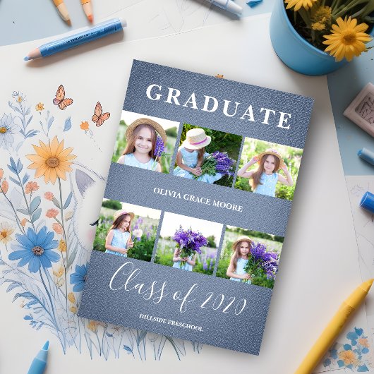 Blue Textile Pre-K Graduation Photo Session