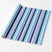 Blue Texture Stripes Pattern Cadeaupapier (Uitgerold)