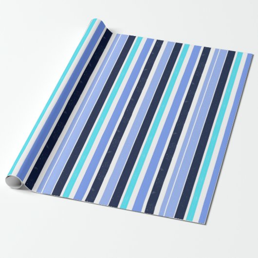 Blue Texture Stripes Pattern Cadeaupapier (Uitgerold)
