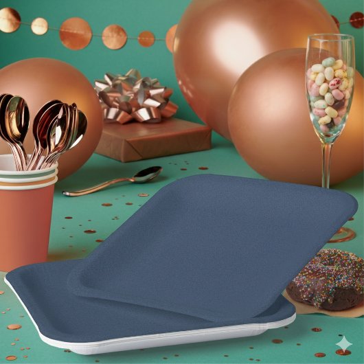 Blue Textured 9" Disposable Square Paper Plate Papieren Bordje