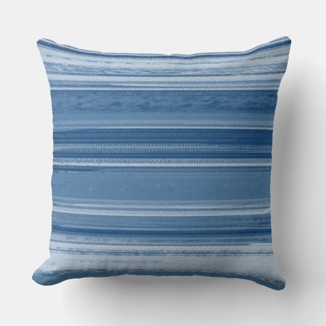 Blue Textured Abstract Stripe Pattern Kussen (Voorkant)