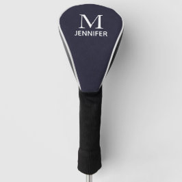 Blue Textured Leather Monogram Persoonlijke naam Golfheadcover