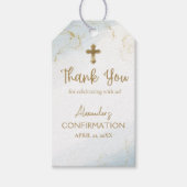 Blue Thank You Gold Cross Boy Bevestiging Cadeaulabel (Voorkant)
