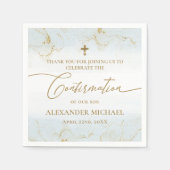 Blue Thank You Gold Cross Boy Bevestiging Servet (Voorkant)