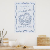 Blue That Girl Coquette Cake Verjaardag Welkom Poster (Keuken)