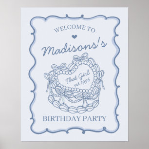 Blue That Girl Heart Coquette Cake Verjaardag Welk Poster