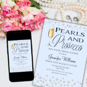 Blue Theme Pearls en Prosecco Vrijgezellenfeest Kaart