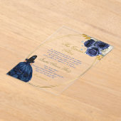 Blue themed acrylic quinceañera invitation  acryl uitnodigingen (Laagn)