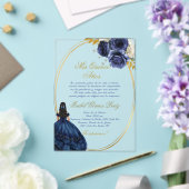 Blue themed acrylic quinceañera invitation  acryl uitnodigingen (Insitu (Huwelijk))