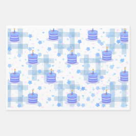 Blue-Themed Birthday Inpakpapier Vel