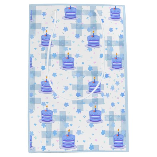 Blue-Themed Birthday Medium Cadeauzakje (Voorkant)