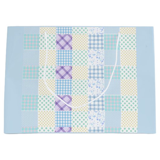 Blue-Themed Check Pattern Groot Cadeauzakje (Voorkant)