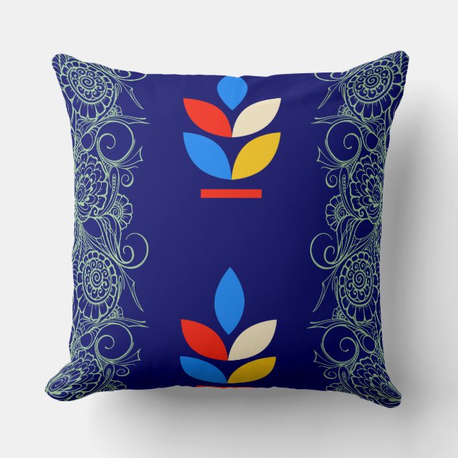 Blue-Themed Cozy Throw Pillow Kussen (Voorkant)