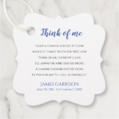 Blue Think of Me Celebration of Life Candle Bedankjes Labels (Voorkant)