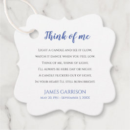 Blue Think of Me Celebration of Life Candle Bedankjes Labels