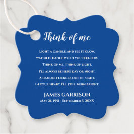 Blue Think of Me Celebration of Life Candle Bedankjes Labels